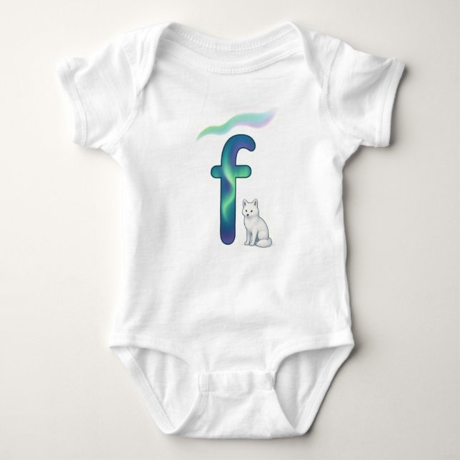 Body Para Bebê Customizable Northern Lights Letter F Arctic Fox (Frente)