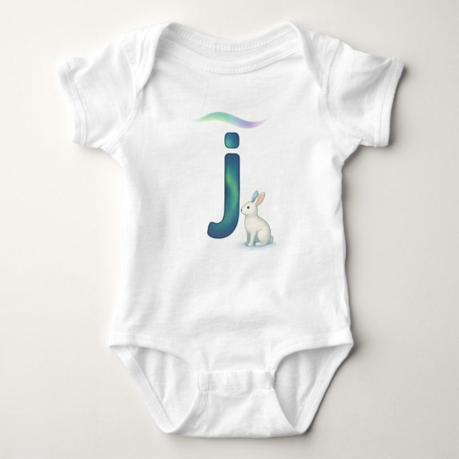 Body Para Bebê Customizable Northern Lights Letter J Jackrabbit (Frente)