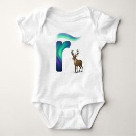 Body Para Bebê Customizable Northern Lights Letter R Reindeer