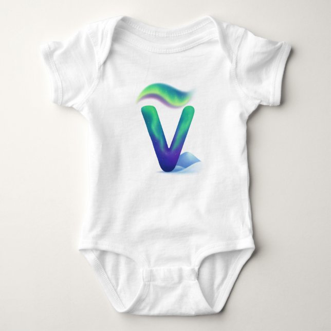 Body Para Bebê Customizable Northern Lights Letter V Valley (Frente)