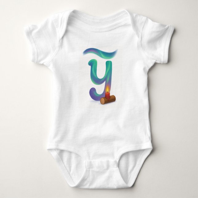 Body Para Bebê Customizable Northern Lights Letter Y Yule Log (Frente)