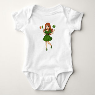 Body Para Bebê Cute anime ruiva dia de São Patrício 