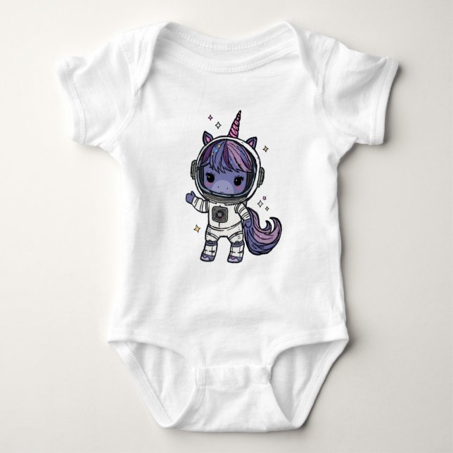 Body Para Bebê Cute Astro Unicorn Baby Bodyfit (Frente)