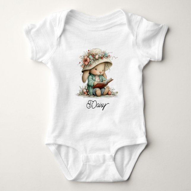 Body Para Bebê Cute Baby Bunny Reading Book (Frente)