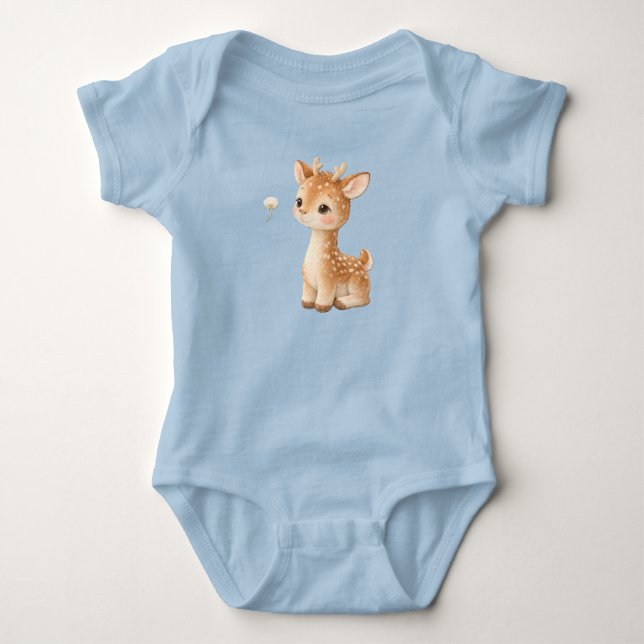 Body Para Bebê Cute Baby Deer Bodysuit – Kawaii Woodland Animal  (Frente)