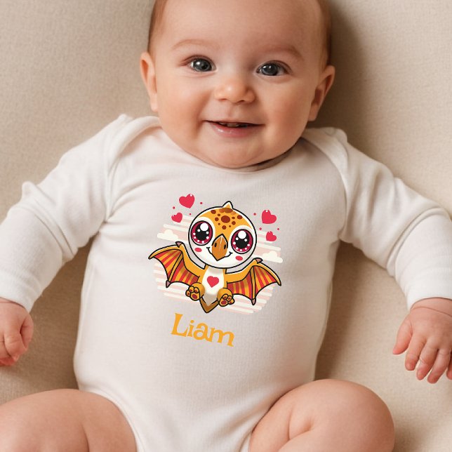 Body Para Bebê Cute Baby Dino Bodysuit – Personalized Name Gift (Criador carregado)