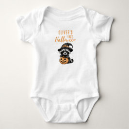 Body Para Bebê Cute Baby's First Halloween Raccoon