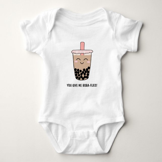 Body Para Bebê Cute Boba Milk Tea Pun (Frente)