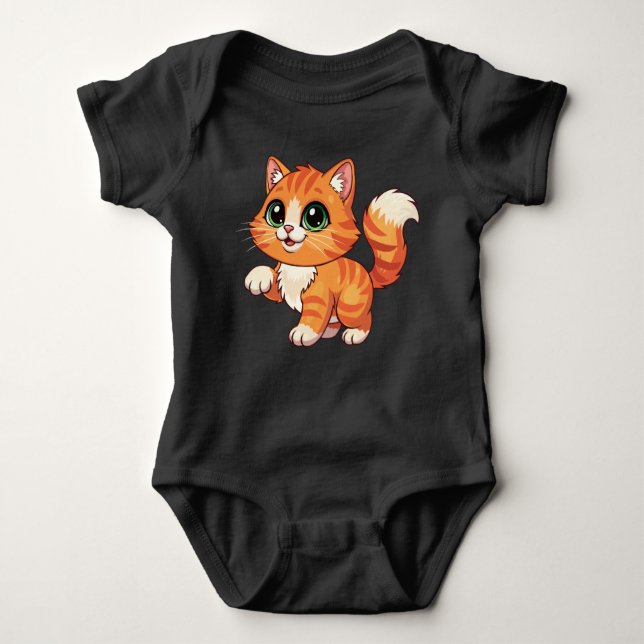 Body Para Bebê Cute Cartoon Cat Baby Bodysuit  (Frente)