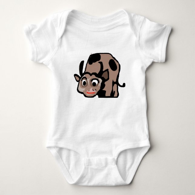 Body Para Bebê Cute Cartoon Cow Baby Bodysuit (Frente)