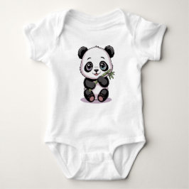 Body Para Bebê Cute Chibi Baby Panda Bear with Bamboo - Kawaii