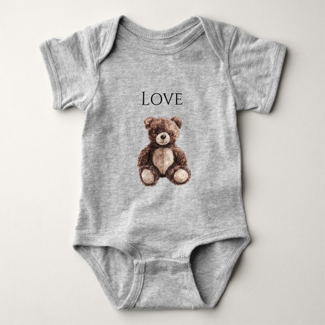 Body Para Bebê Cute Chocolate Brown Teddy Bear (Frente)