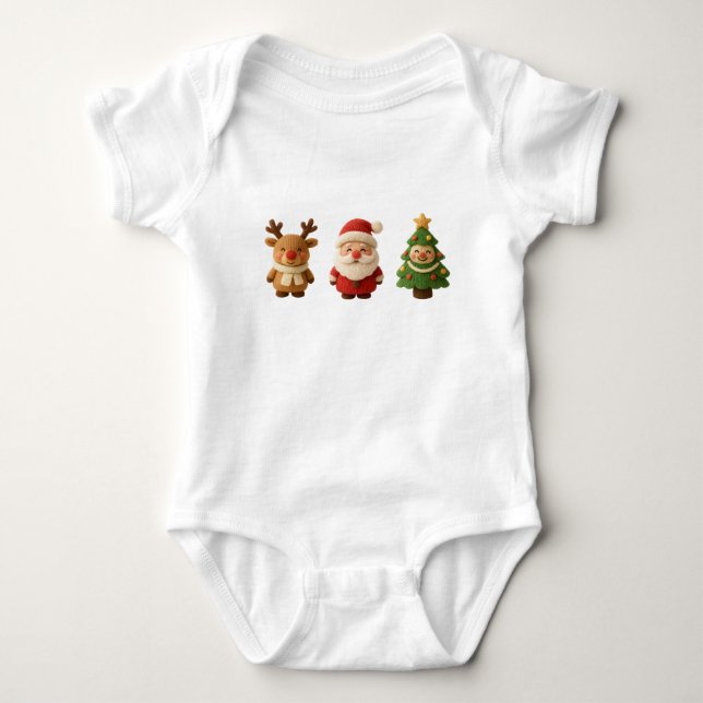 Body Para Bebê Cute Christmas Characters Baby Bodysuit – Reindeer (Frente)