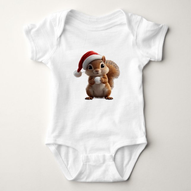 Body Para Bebê Cute Christmas Squirrel Baby Bodysuit (Frente)