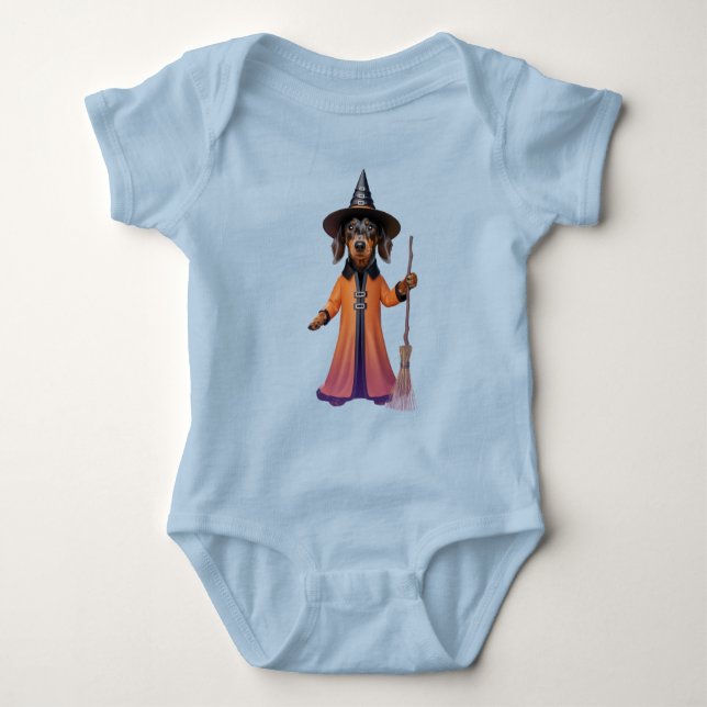 Body Para Bebê Cute Dachshund Halloween  (Frente)