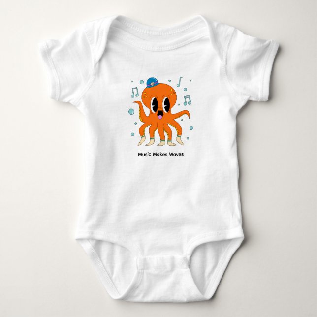 Body Para Bebê Cute Dancing Octopus with Hat (Frente)