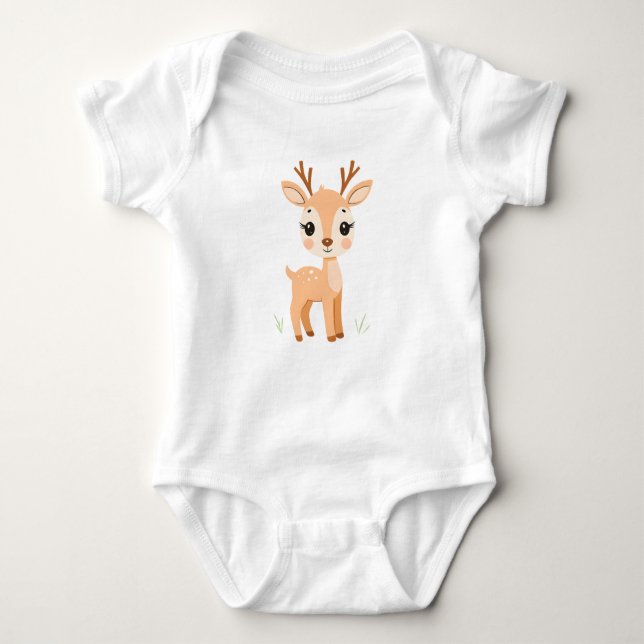Body Para Bebê Cute Deer Baby Jersey (Frente)
