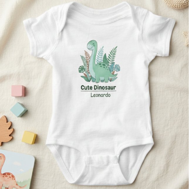 Body Para Bebê Cute Dinosaur Personalized Baby Bodysuit  (Criador carregado)