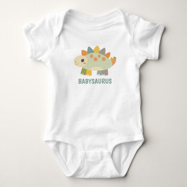 Body Para Bebê Cute Dinosaur Personalized Baby Bodysuit  (Frente)