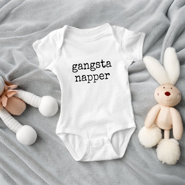 Body Para Bebê Cute Dorminhoco Gangsta Engraçado (Cute Funny Gangsta Napper Baby Bodysuit)