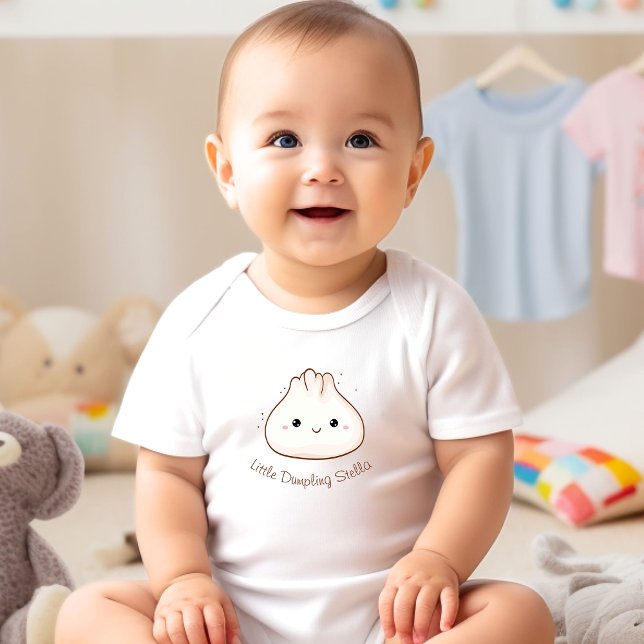Body Para Bebê Cute Dumpling Script Personalized (Cute Dumpling Script Personalized Baby Bodysuit)