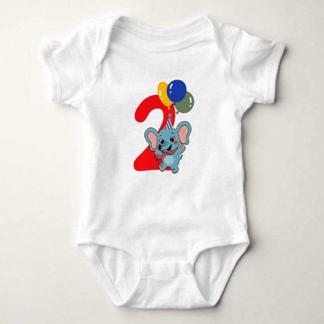 Body Para Bebê Cute elephant for toddlers Two months birthday (Frente)