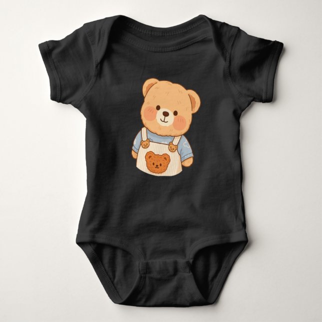 Body Para Bebê Cute Fluffy Teddy Bear Sticker – Adorable Kawaii (Frente)