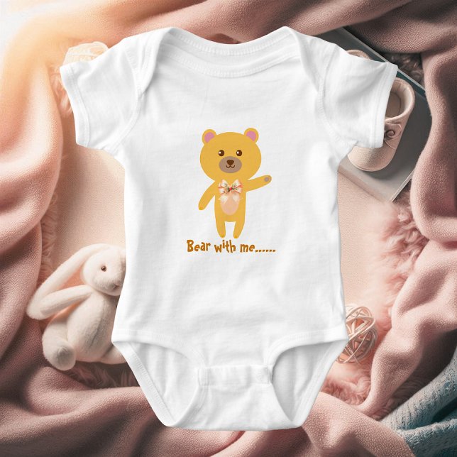 Body Para Bebê Cute Funny Bear With Me Baby Shower Personalized  (Cute Funny Bear With Me Baby Shower Personalized Baby Bodysuit (Front) )