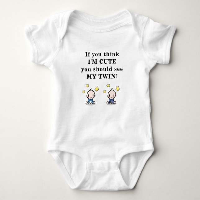 Body Para Bebê Cute gift for twins, bodysuit for twin baby boys, (Frente)