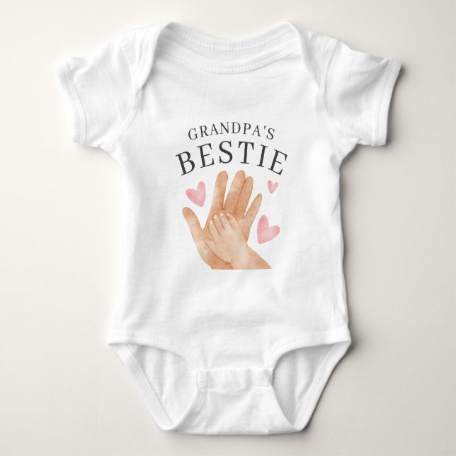 Body Para Bebê Cute Grandpa's Bestie Heart and Hands (Frente)