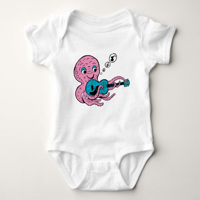 Body Para Bebê Cute Guitar Player Octopus (Frente)