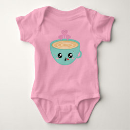 Body Para Bebê Cute Kawaii Coffee Cup with Heart Steam Art