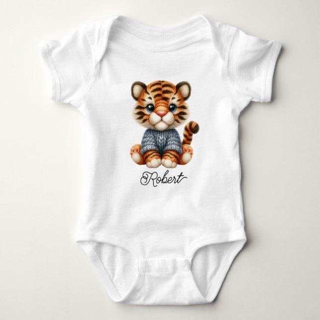 Body Para Bebê Cute Knitted Baby Tiger (Frente)