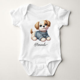 Body Para Bebê Cute Knitted Puppy