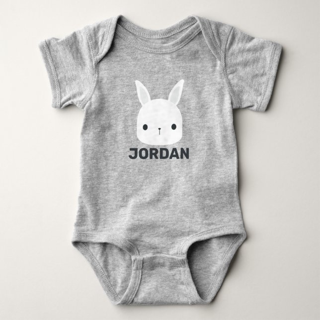Body Para Bebê Cute Little Bunny Rabbit with Personalized Name (Frente)