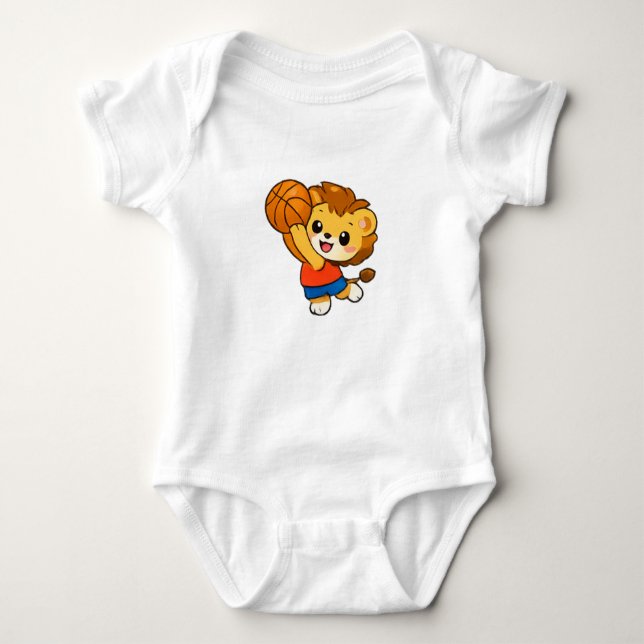 Body Para Bebê Cute Little Lion Basketball Star (Frente)