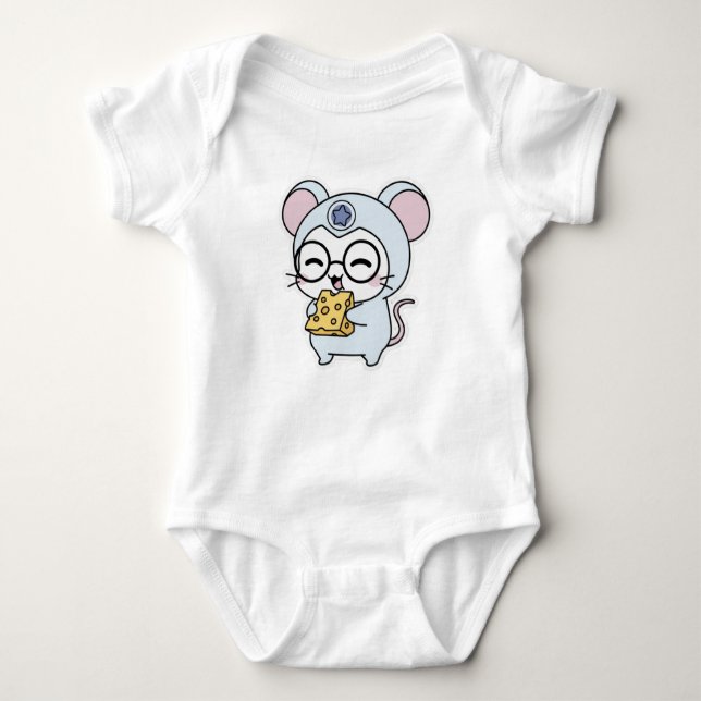Body Para Bebê Cute lovely little mouse  (Frente)
