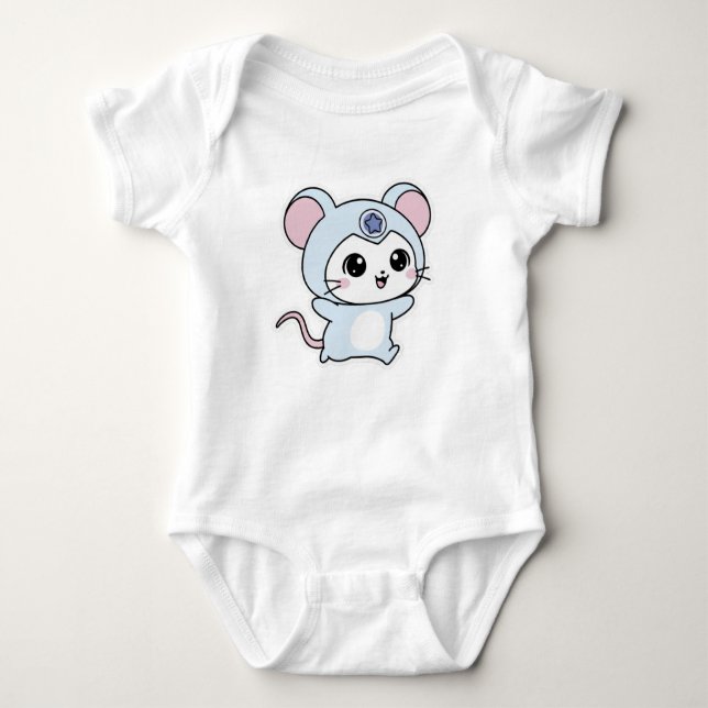 Body Para Bebê Cute lovely little mouse  (Frente)