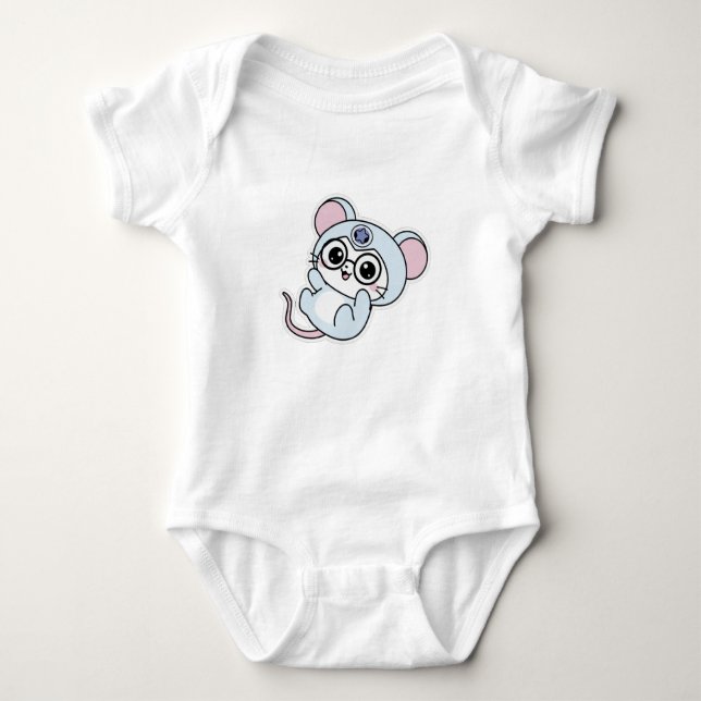 Body Para Bebê Cute lovely little mouse  (Frente)