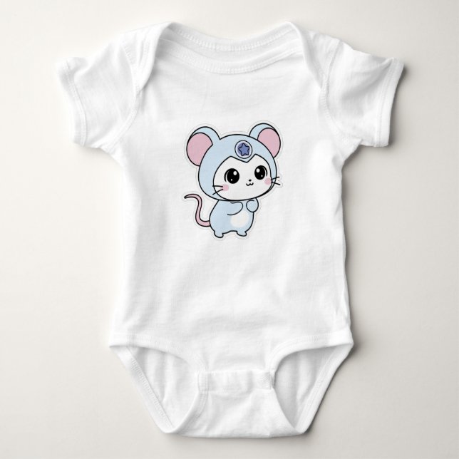 Body Para Bebê Cute lovely little mouse  (Frente)
