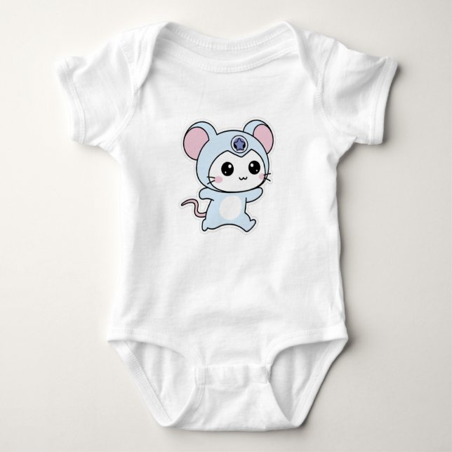 Body Para Bebê Cute lovely little mouse  (Frente)