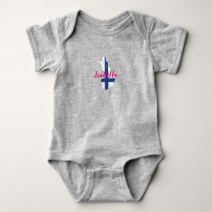 Body Para Bebê Cute Modern da Finlândia Mapa de Sinalizador finla