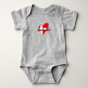 Body Para Bebê Cute Modern Denmark Flag Heart danisname
