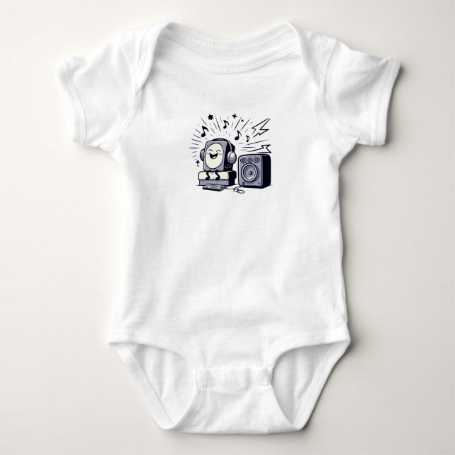 Body Para Bebê Cute Music Lover – Adorable Cartoon Baby Bodysuit (Frente)