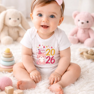 Body Para Bebê Cute New Year 2026 baby girl bodysuit | Pink Cat