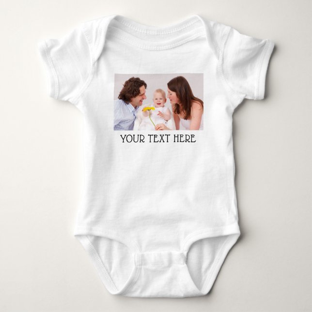 Body Para Bebê Cute Personalizado Foto & Nome Texto Branco (Frente)