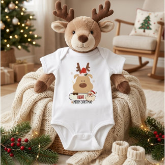 Body Para Bebê Cute Personalized Baby First Christmas Reindeer