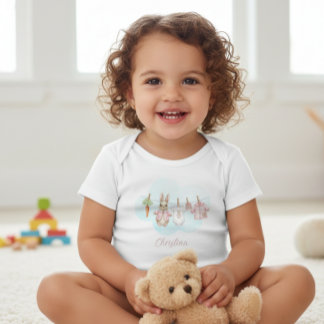 Body Para Bebê Cute Pink Clothesline Peter the Rabbit 