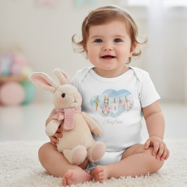 Body Para Bebê Cute Pink Clothesline Peter the Rabbit