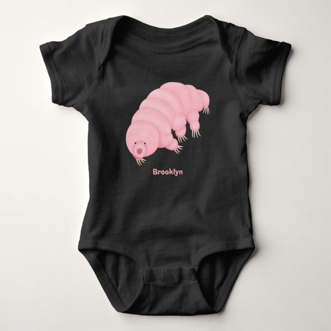 Body Para Bebê Cute pink tardigrade water bear cartoon  (Frente)